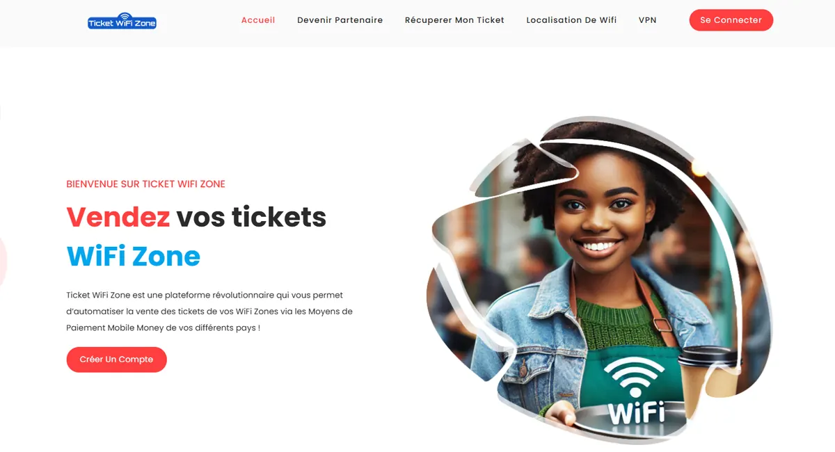 Site Ticket WiFi Zone, réalisé par Galaxie Team